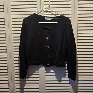 Calvin Klein Black Cropped Toggle-Grommet Cardigan